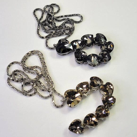 Crystal Heart Shape Pendants Necklace Long Statement Heart shape Necklace - Picture 7 of 8